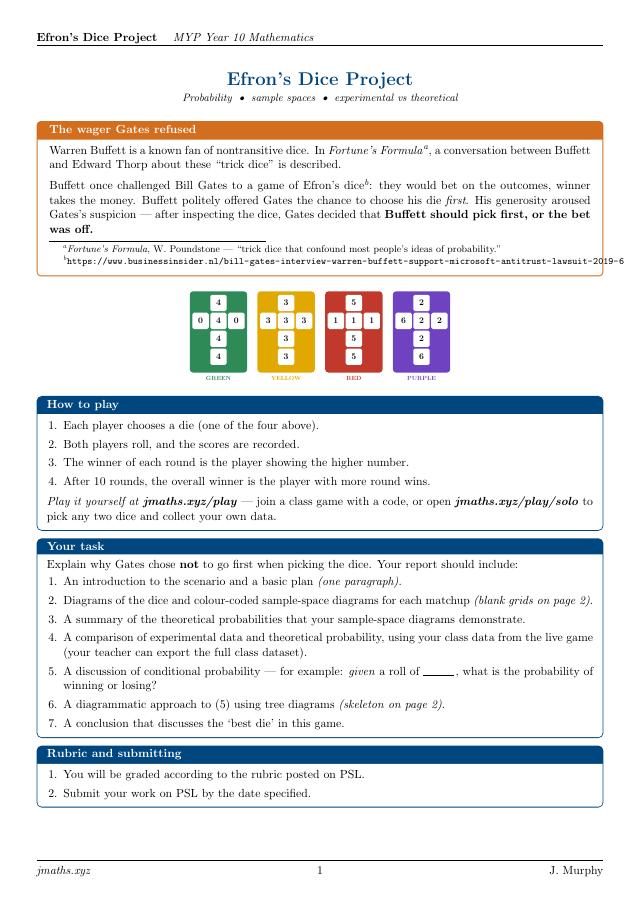 Efron's Dice preview