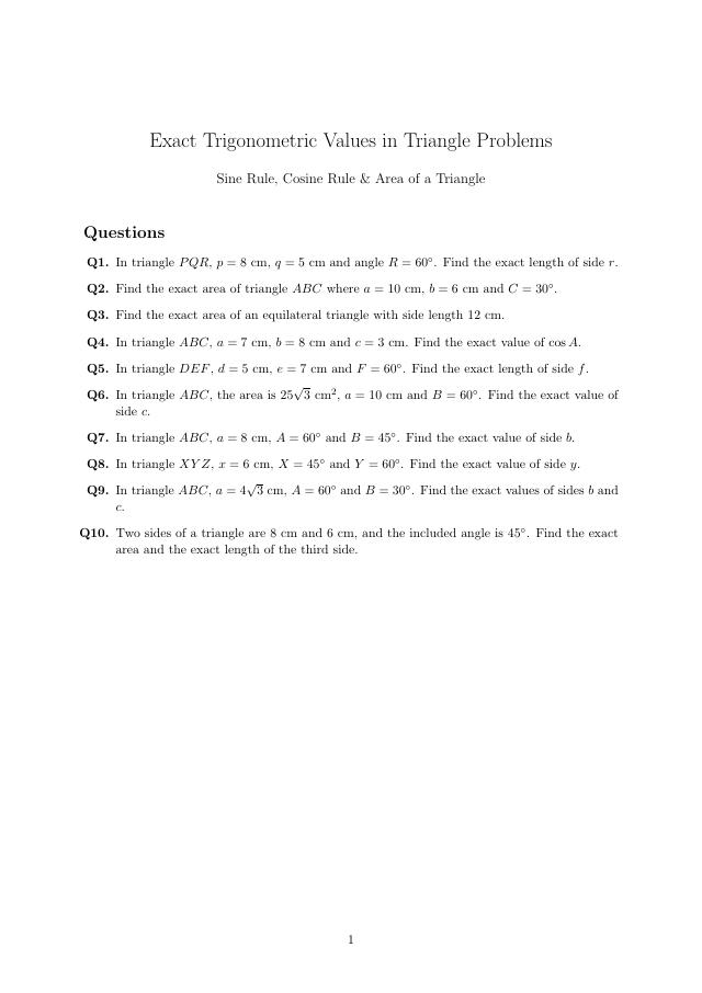 Exact Trig Values preview