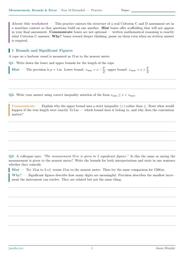 Measurement, Bounds & Error preview