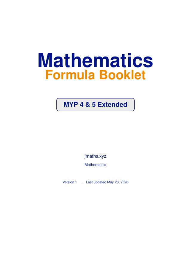 MYP Formula Booklet preview