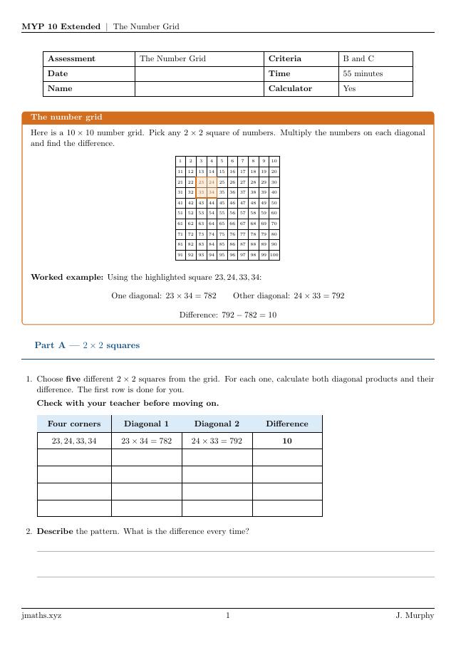 The Number Grid preview