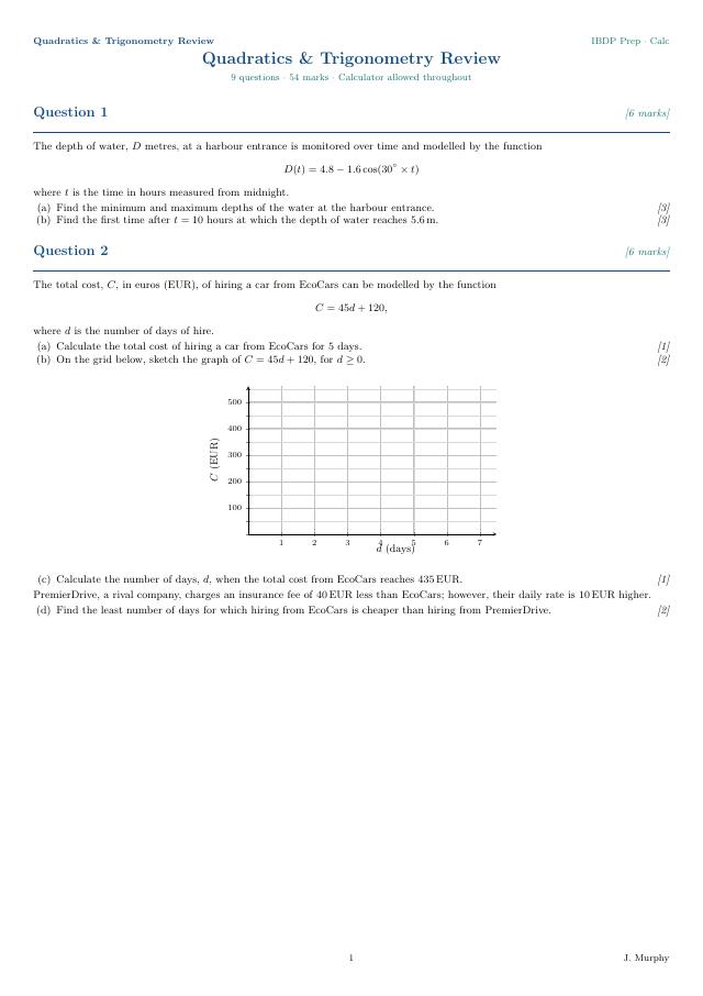 Quadratics & Trigonometry Review preview