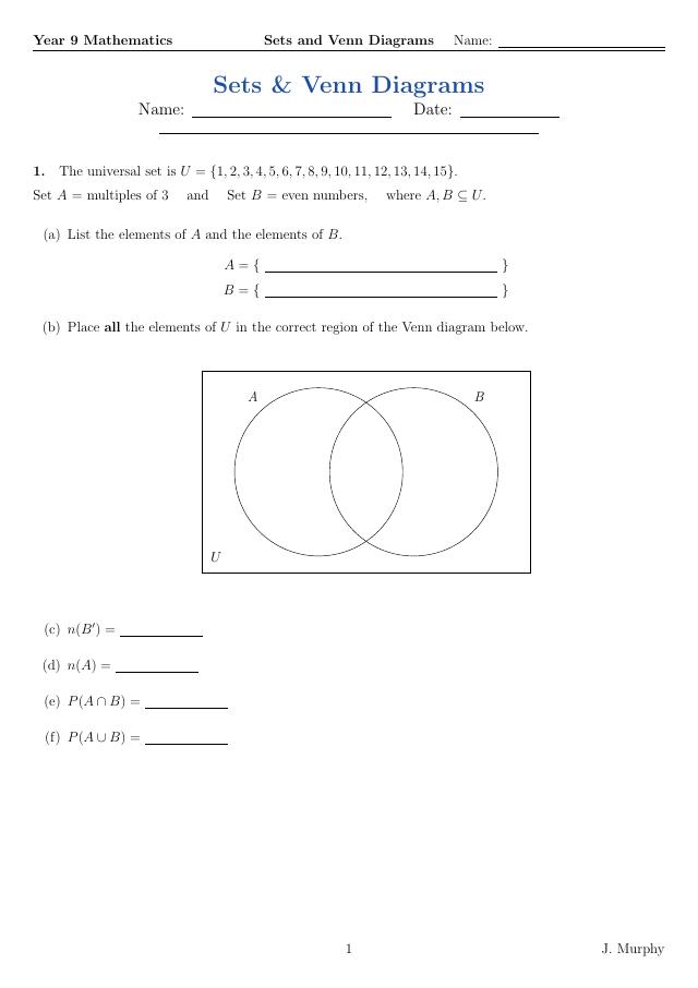Sets & Venn Diagrams Quiz preview