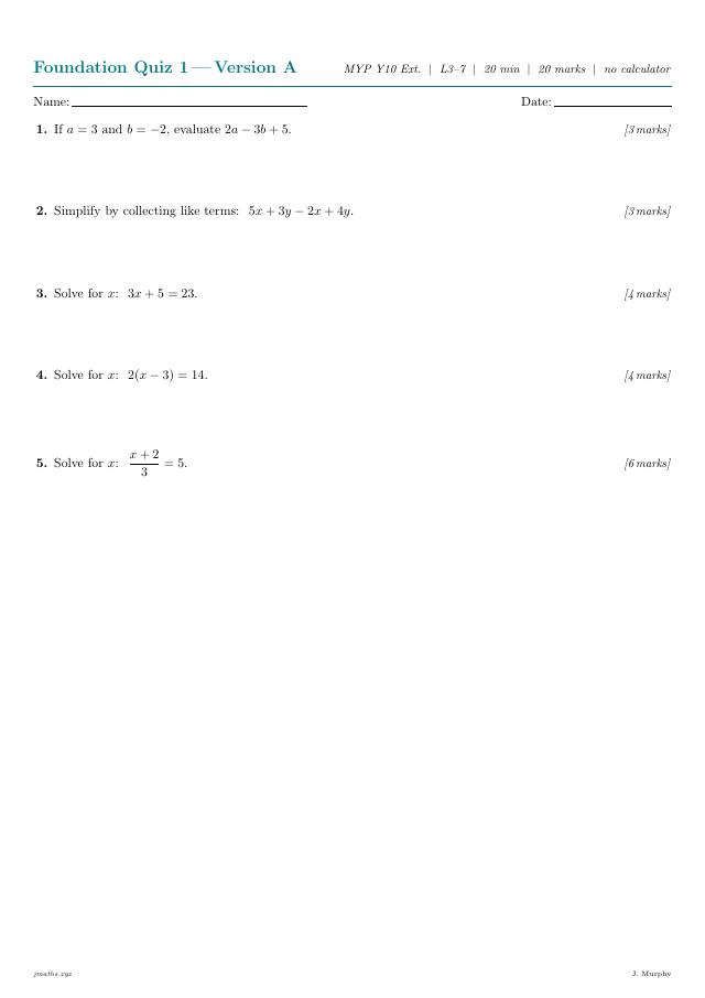 Foundation Starter Quizzes preview
